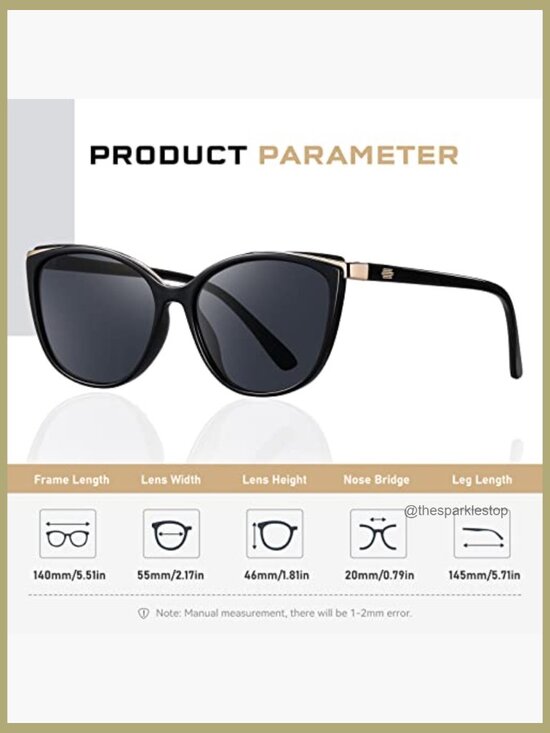 Cat Eye Sunglasses UV400 Protection Wrap Around Non-Polarized Polycarbonate